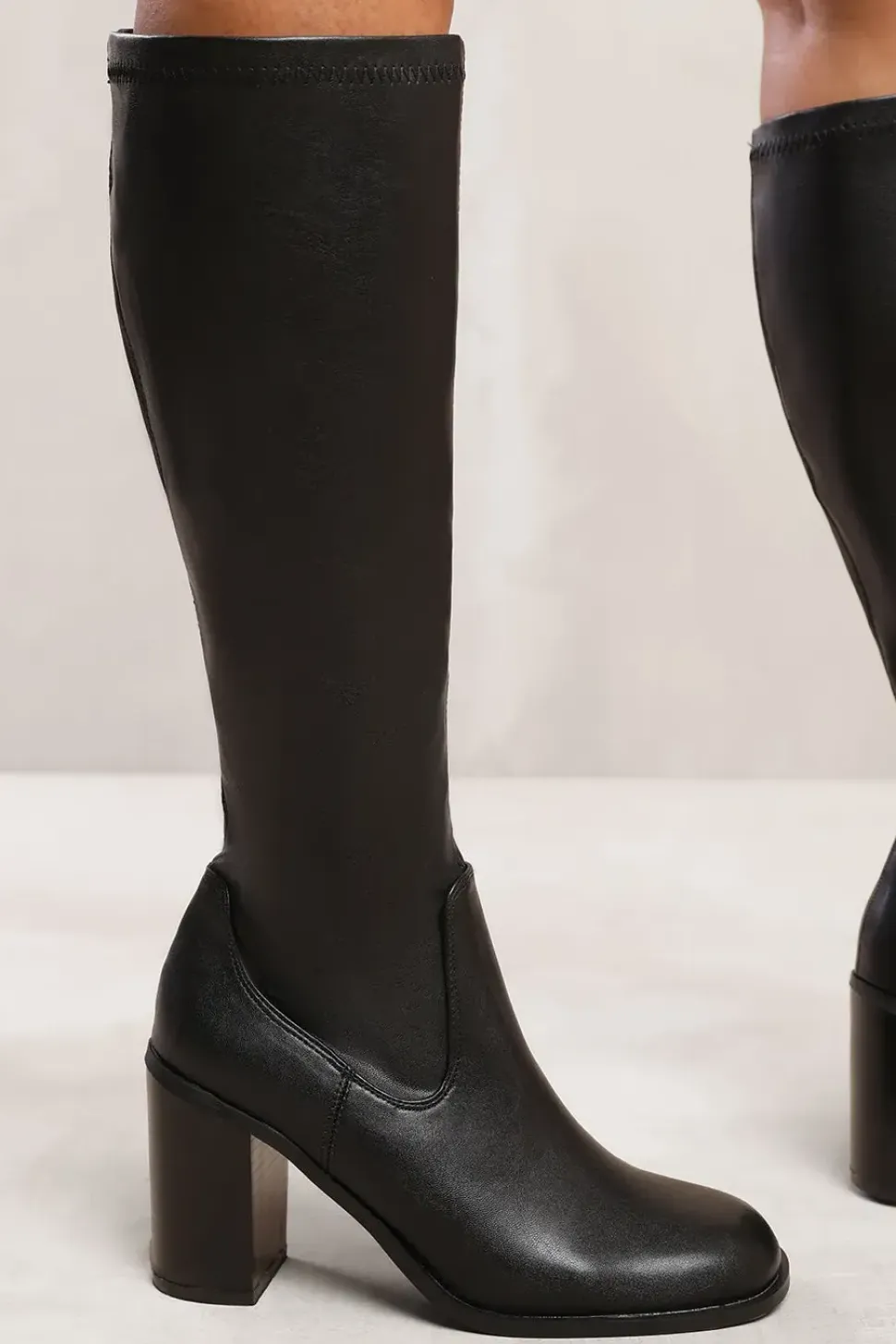 'Talia' Knee High Boots High Block Heel