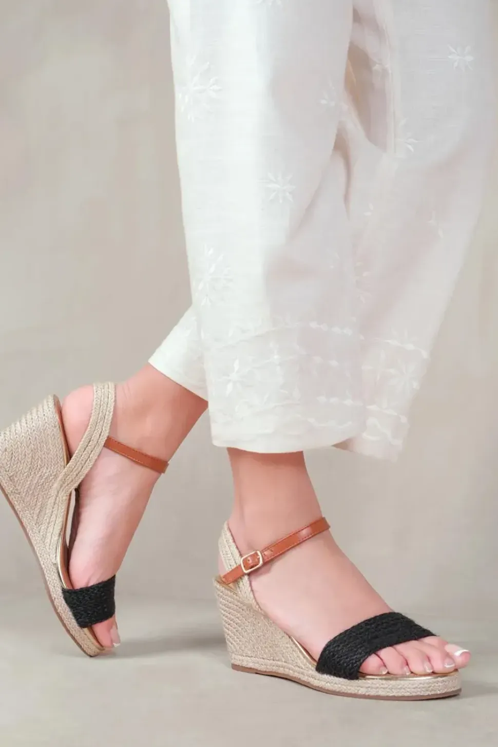 'Tecy' Low Wedge Espadrille Sandals With Open Toe