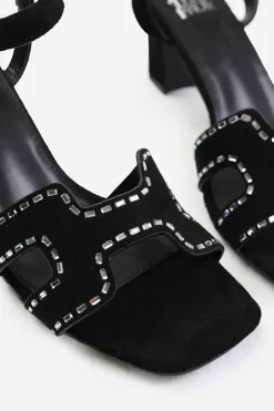 'Tinsley' Low Block Heel With Cut Out Detailing And Diamantes