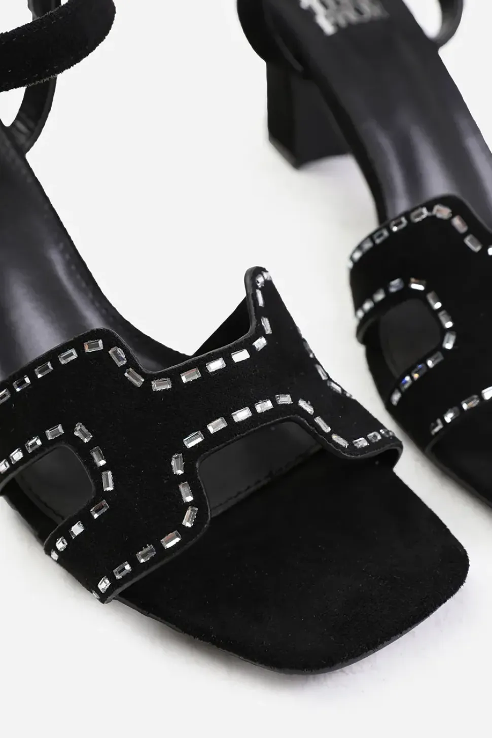 'Tinsley' Wide Fit Low Block Heel With Cut Out Detailing And Diamantes