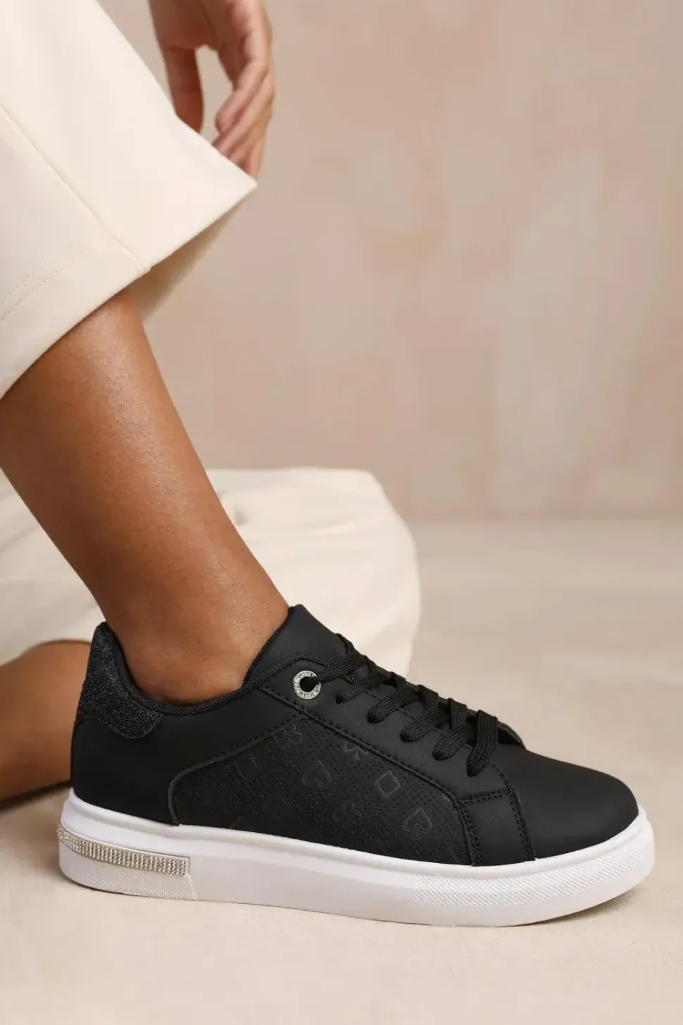 'Tokyo' Crystal Trim With Embossed Detailed Trainers