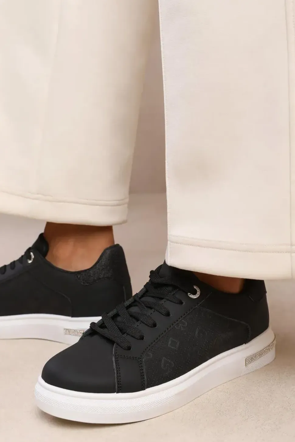 'Tokyo' Crystal Trim With Embossed Detailed Trainers