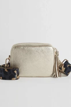 'Verona' Crossbody Tassel Bag With Leopard Strap