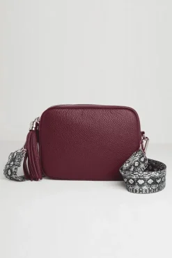 'Verona' Crossbody Tassel Bag With Snake Print Strap