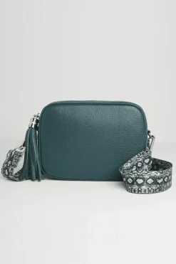 'Verona' Crossbody Tassel Bag with Snake Print Strap