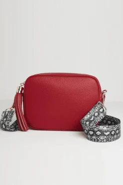 'Verona' Crossbody Tassel Bag With Snake Print Strap
