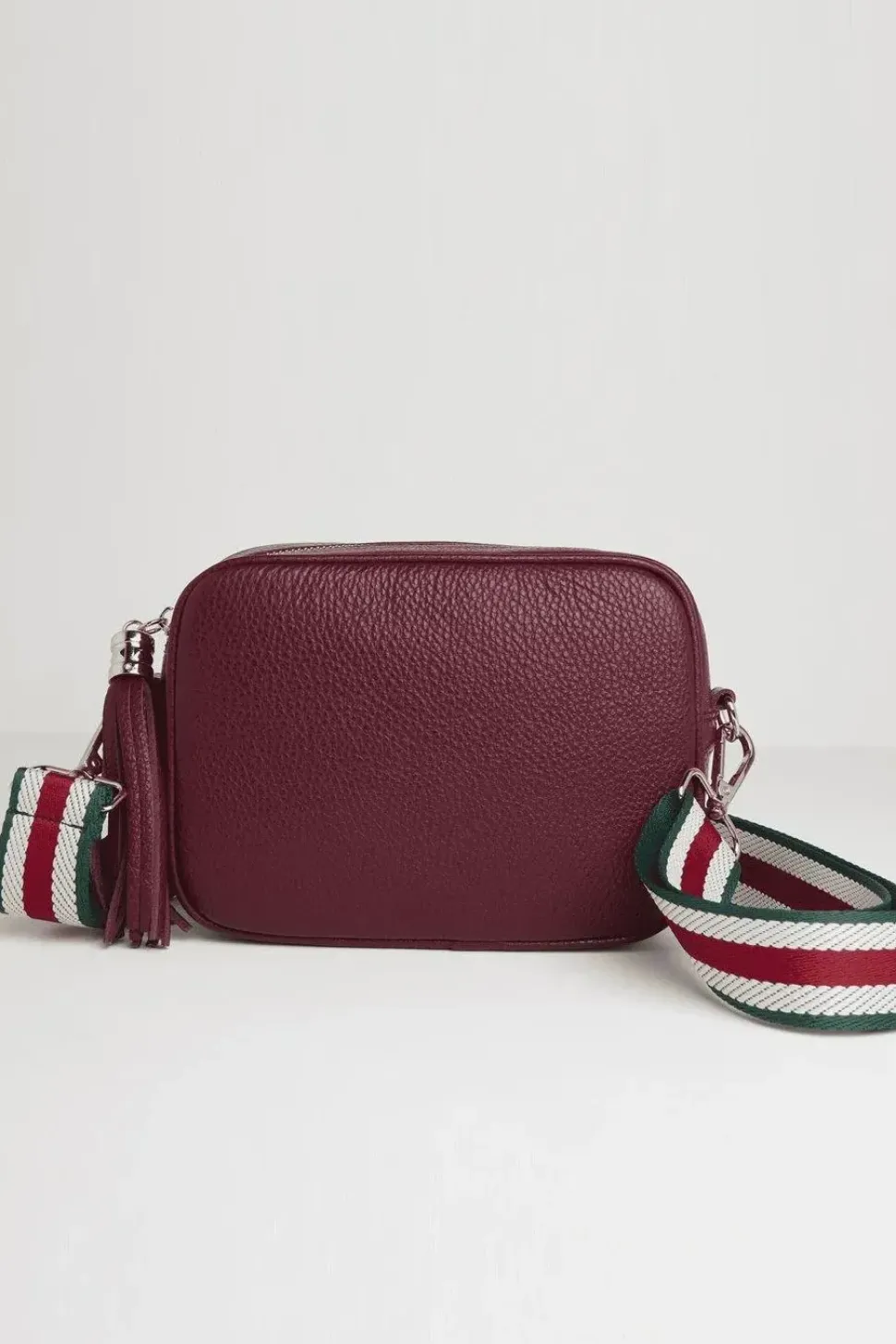 'Verona' Crossbody Tassel Bag With Stripe Strap