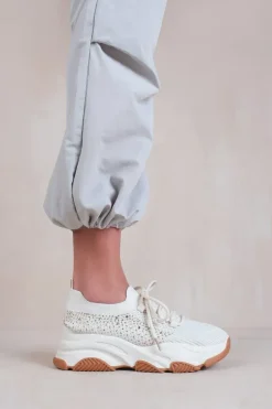 'Whisper' Chunky Sole Knit Trainers With Crystal Embellishment