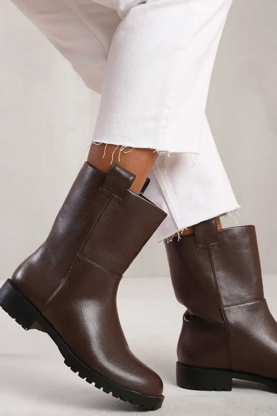 'Winter' Mid Calf Boot With Stitching Detail
