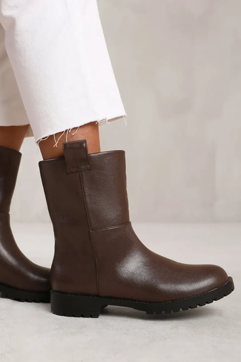'Winter' Wide Fit Mid Calf Boot With Stitching Detail