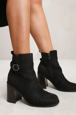 'Wren' Ankle Boot With Chunky Heel And Cross Over Strap Detail
