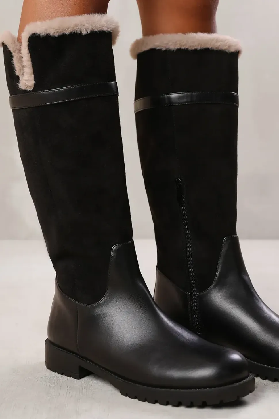 'Wynter' Knee High Boots With Fur Trim And Lining