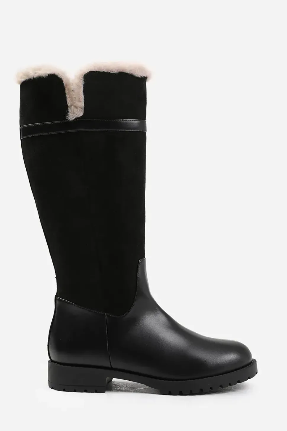 'Wynter' Wide Calf Knee High Boots With Fur Trim And Lining