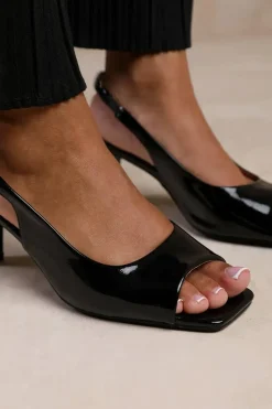 'York' Square Toe Sling Back Mid Heel