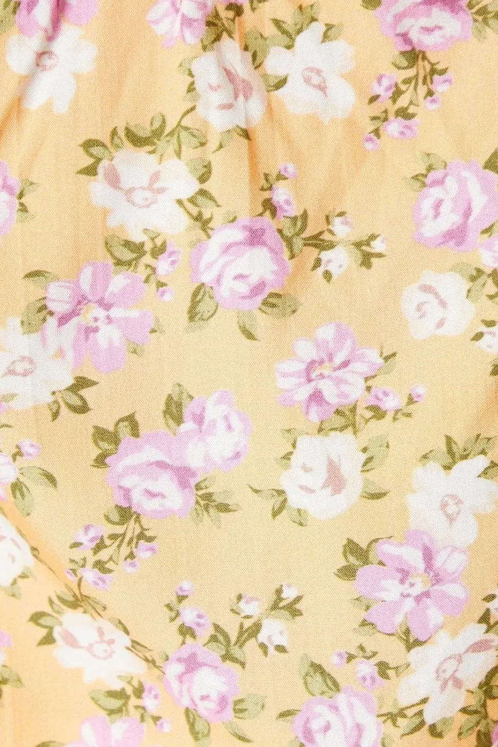 Yellow Floral V Neck Frill Sleeve Blouse