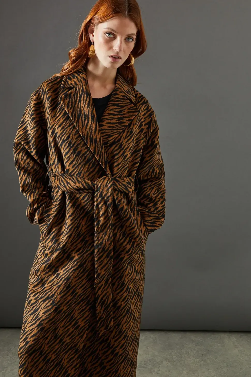Zebra Belted Wrap Coat