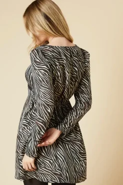 Zebra Lace front mini dress