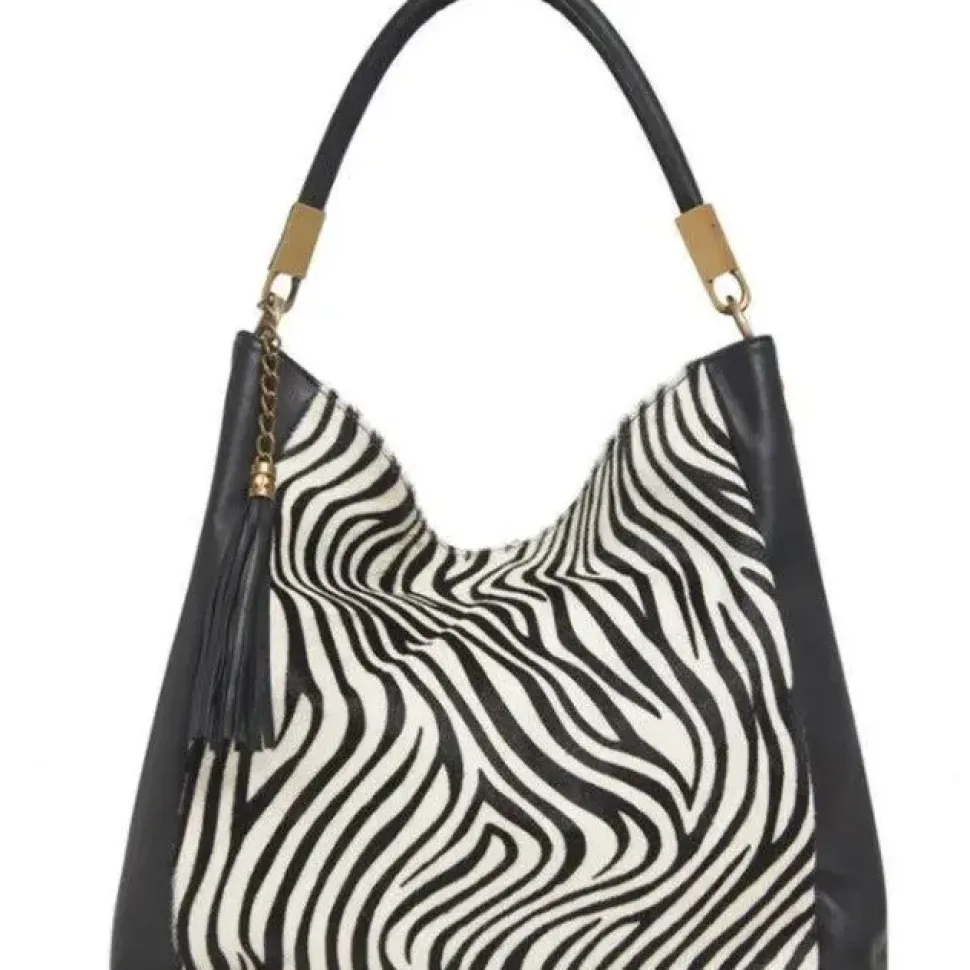 Zebra Print Calf Hair And Leather Grab Bag | BBRLL