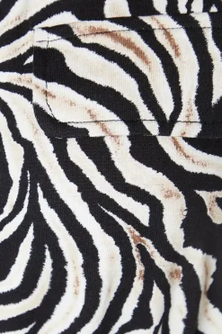 Zebra Print Jersey Pocket Detail Belted Shirt Dress