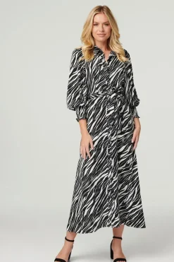 Zebra Print Puff Sleeve Dress