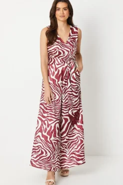 Zebra Satin Jacquard Sleeveless Jumpsuit