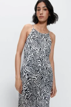 Zebra Satin Wide Leg Jumpsuit