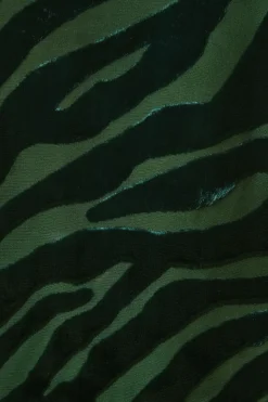 Zebra Velvet High Neck Button Detail Blouse