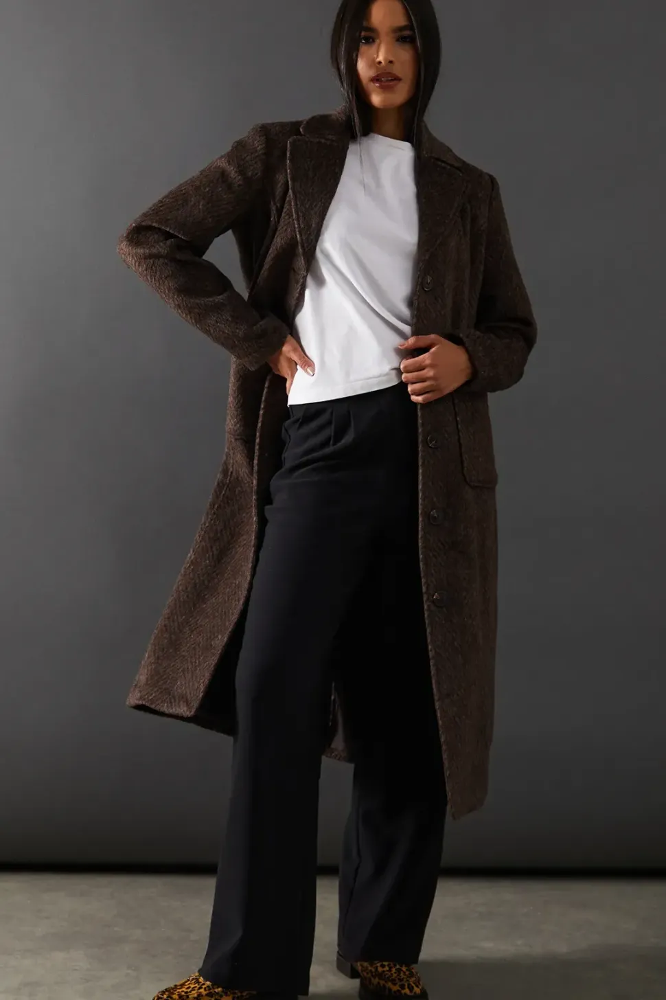 Zig Zag Button Through Coat