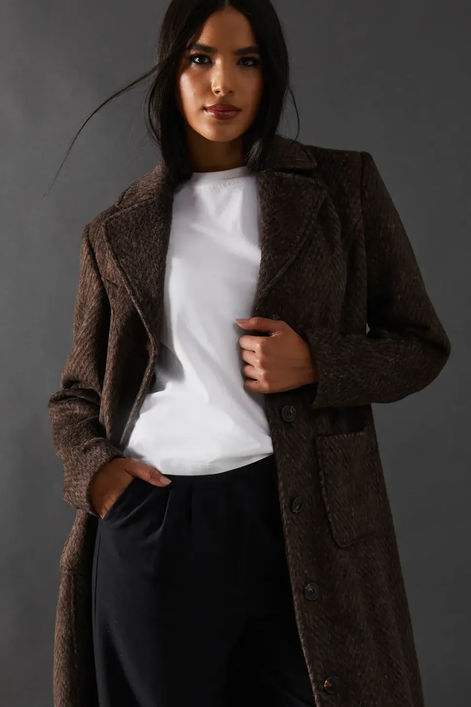 Zig Zag Button Through Coat