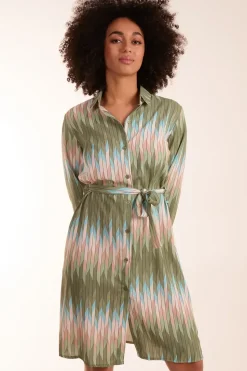 Zig Zag Print Shirt Dress