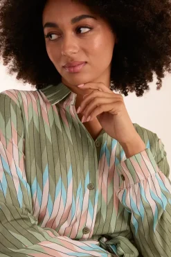 Zig Zag Print Shirt Dress