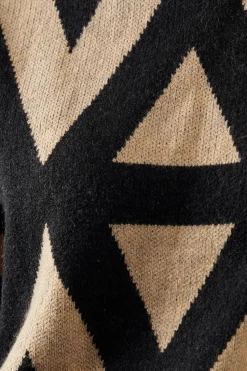 Zig Zag Stripe Roll Neck Jumper