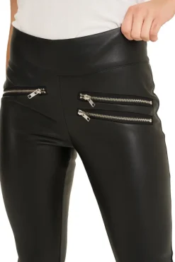 Zip Detail Leather Look Leggings