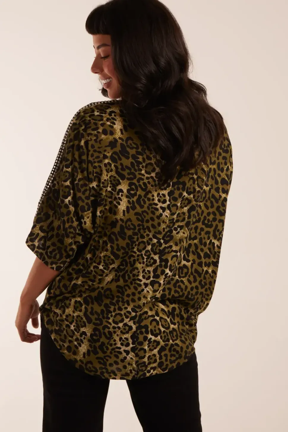 Zip Front Diamante Tunic Top