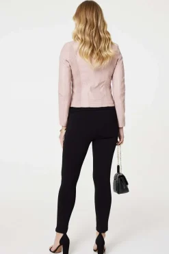 Zip Front Faux Leather Jacket