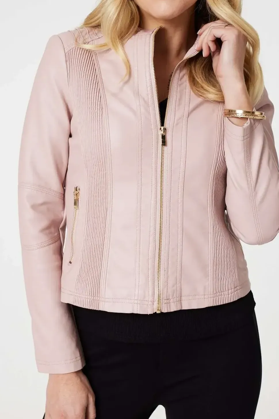 Zip Front Faux Leather Jacket