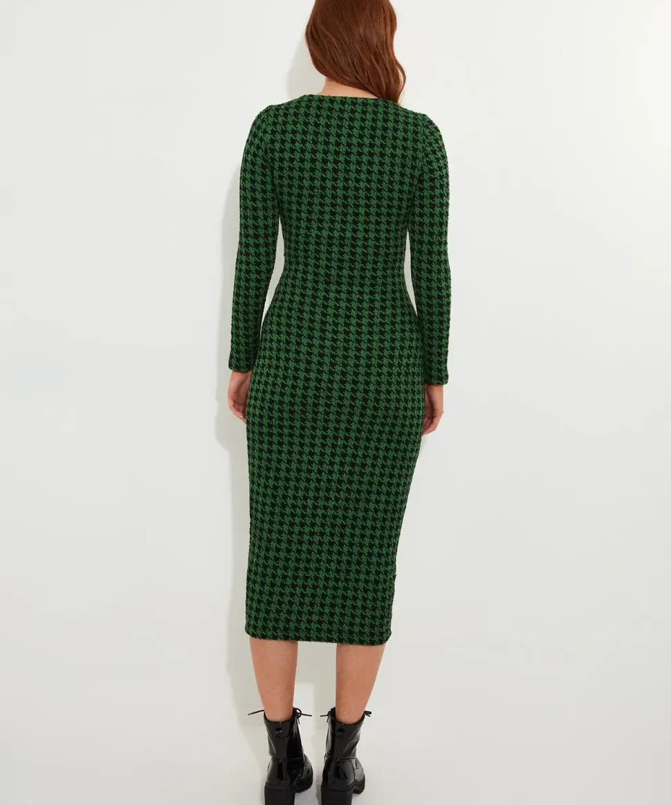 Zip-Front Jacquard Bodycon Dress