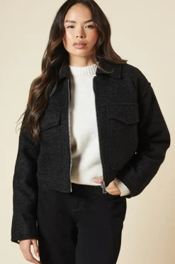 Zip Front Pocket Detail Jacket