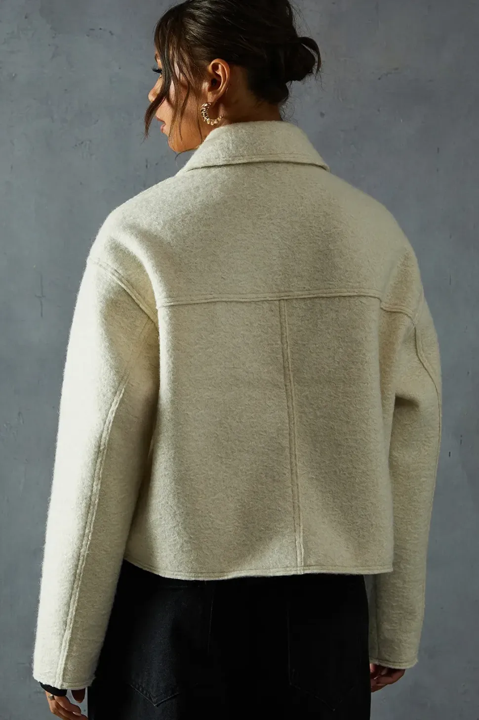 Zip Through Wool Look Jacket