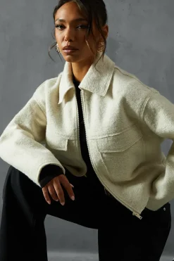 Zip Through Wool Look Jacket