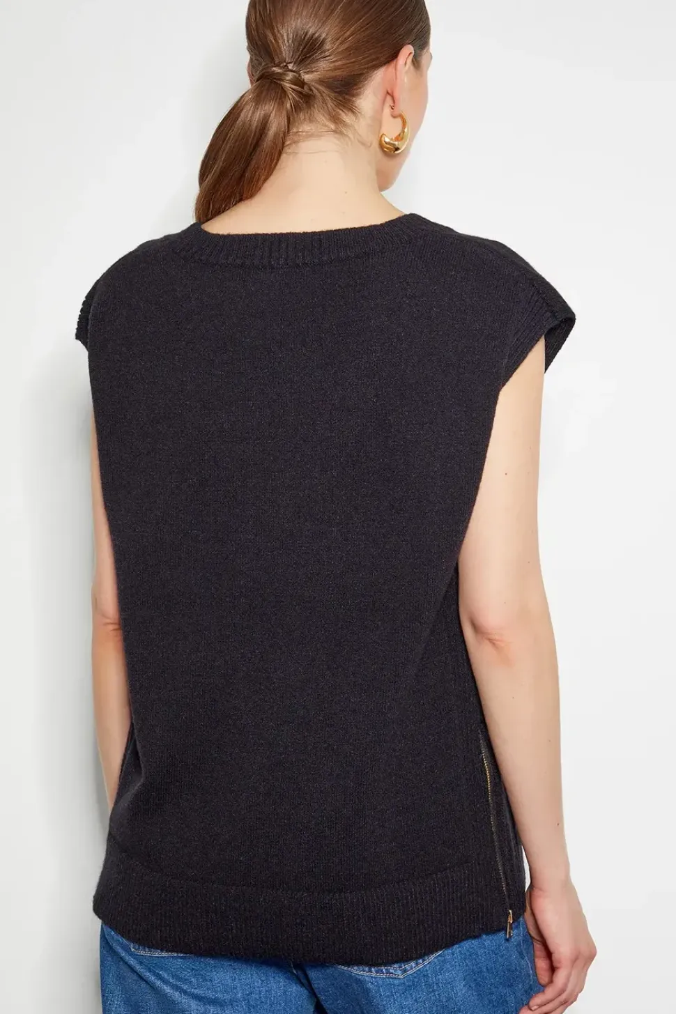 Zuri Zip Detail Knit Tabard Black